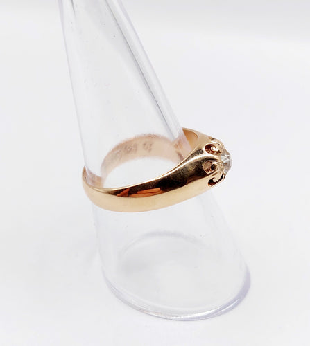 Bague 55 Bague jonc antique or rose 14k diamant taille ancienne 0,30 carats (circa 1906) 58 Facettes A06289