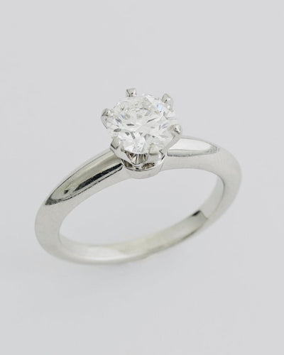 Bague 50 Tiffany & Co - Bague Tiffany Setting en platine et diamants 58 Facettes