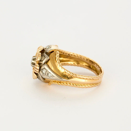 Bague 58 Chevalière en or jaune et blanc et diamants 58 Facettes GU207