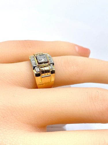 Bague 52 Bague Tank en or jaune et diamants 58 Facettes AB652