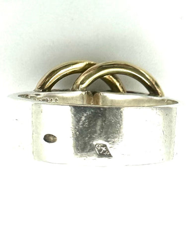 Bague 52 HERMES/GAETAN DE PERCIN. Bague vintage argent et or jaune 18K 58 Facettes
