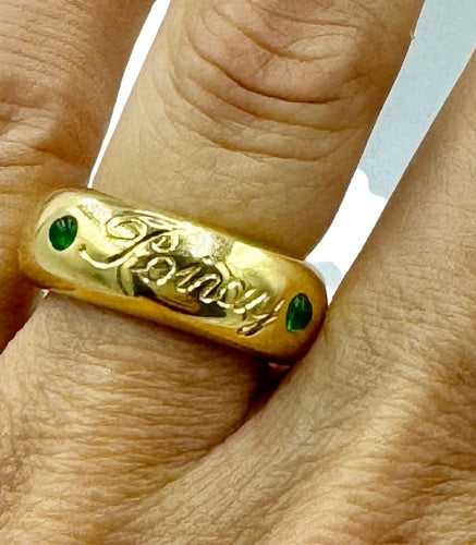 Bague 53 Poiray - Bague Jonc Or Jaune émeraudes 58 Facettes