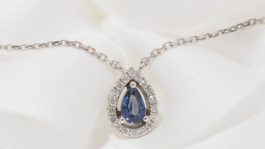 Collier Collier pendentif en or blanc, saphir et diamants 58 Facettes 31207