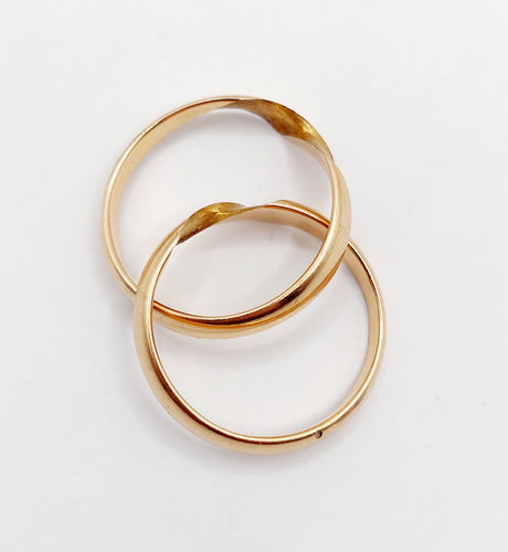 Bague 55 Alliance jumelées victorienne or rose gimmel (circa 1896) antique 58 Facettes A05213