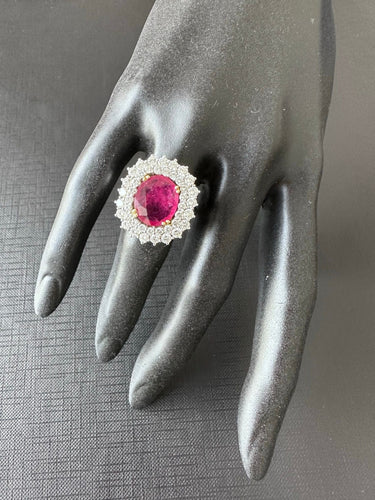 Bague 56.5 Bague cocktail en or blanc, diamants et rubis 58 Facettes