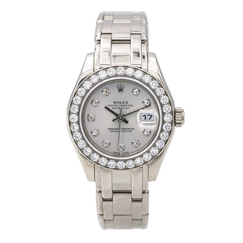 Montre Montre Rolex Lady-Datejust Pearl Master Or blanc Diamant 58 Facettes 4178650RV