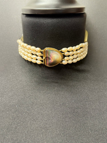 Halskæde i gul og hvidguld - Barok kulturperler