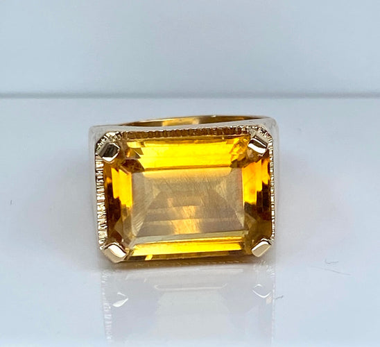 Bague 56 Bague en or jaune, topaze jaune 58 Facettes AB612