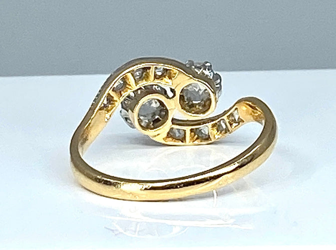 Bague 51 Bague toi et moi or et diamants, vers 1900 58 Facettes AB384