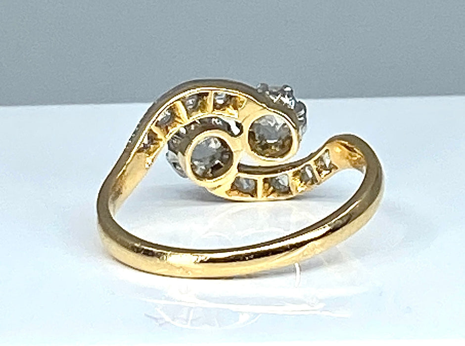 Ring Toi & Moi goud en diamanten, circa 1900