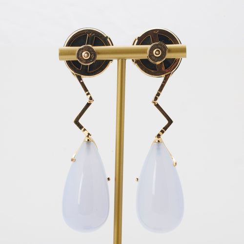 Boucles d'oreilles Boucles d’oreilles calcédoine et nacre 58 Facettes