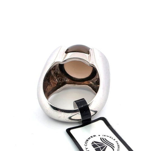 Bague 53 Bague en or blanc avec quartz fumé et diamants 58 Facettes