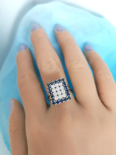 Bague 57.5 Bague Vintage (1970-1980) saphirs et diamants or gris 18K 58 Facettes 1757