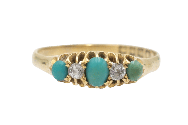 Bague 58 Bague ancienne ornée de turquoises et de diamants, 1903. 58 Facettes 11234