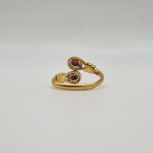 Bague 55 Bague "toi & moi" or jaune pierres fines 58 Facettes