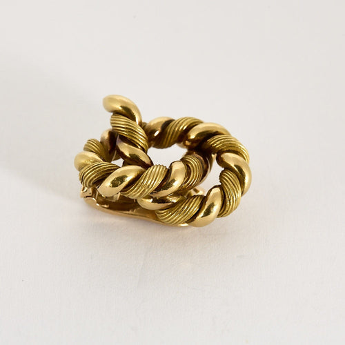 HERMES- GEORGES LENFANT- Sjældent par flettede øreringe i gult guld. 