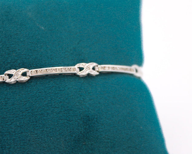 Bracelet Bracelet or blanc diamants motifs barrettes 58 Facettes 240061