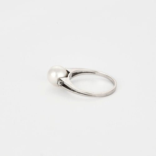 Bague 50 Bague perle or 18 carats diamants taille 50 58 Facettes