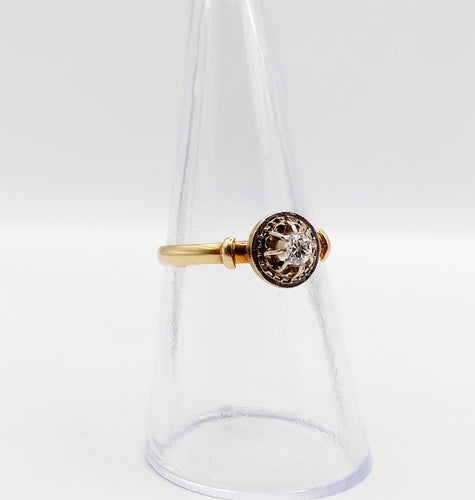 Bague 54 Bague solitaire art deco or jaune 18k diamant taille ancienne 58 Facettes A05903