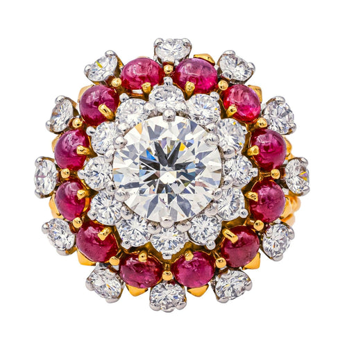 Bague 54 Bague  Cocktail Or jaune, Platine Diamant, Rubis 58 Facettes 4292748CN