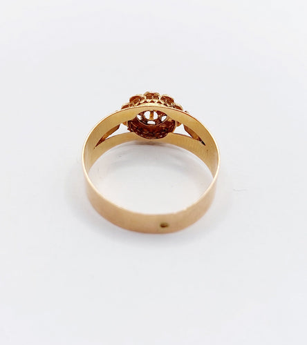 Bague 54.5 Bague marguerite antique en or rose 18k ornée de perles 58 Facettes A06486