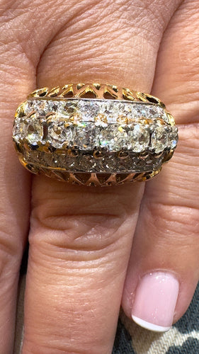 Bague 54 Bague ancienne jarretière en or jaune 18 carats et diamants taille ancienne 58 Facettes