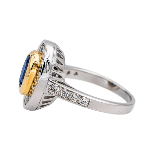 Bague 53 Bague Pompadour  Or blanc, Or jaune Saphir, Diamant 58 Facettes 4801589CN