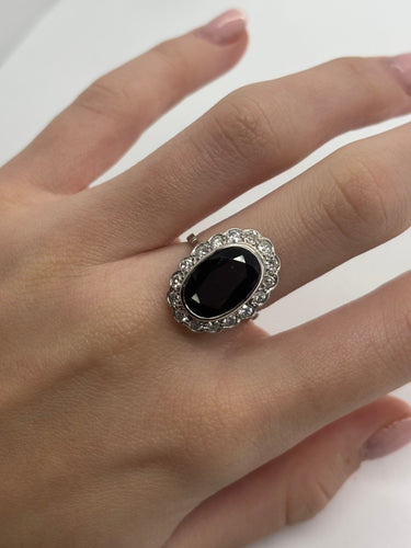 Bague platine saphir 4 ct et diamants 0,50 ct