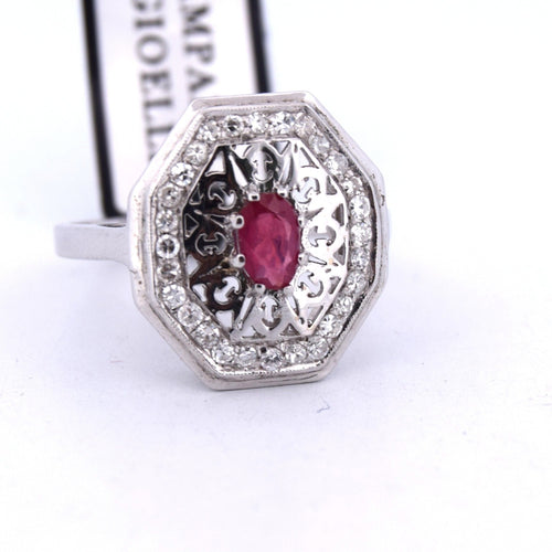 Anello rubino diamanti Art Déco 58 Facettes