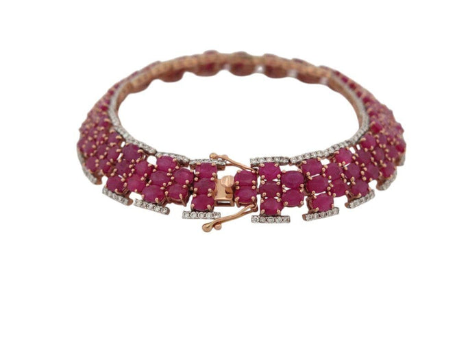 Bracelet bracelet MICHAEL CHRISTOFF tapis rubis 24ct & diamants 18.5cm or rose 14k 58 Facettes 269285