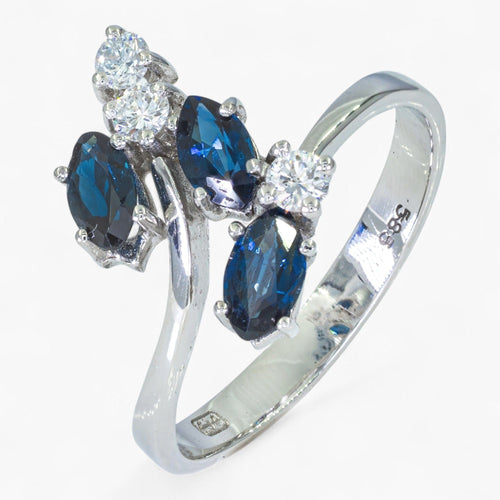 Bague Bague en or 14 carats – Diamant 0,15 ct et saphir 0,63 ct 58 Facettes AN84