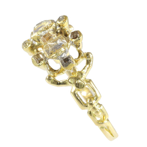 Bague 55 Artisanat du XVIIe siècle : bague baroque en or avec diamants taille table 58 Facettes 23331-0247
