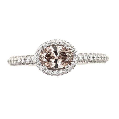 Bague 55 Bague en or avec diamant champagne et diamants blancs 58 Facettes AO-0002