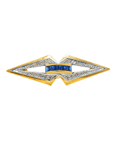 Broche Or blanc et jaune 18K Saphir Diamant