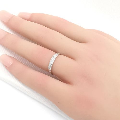 Bague 50 Alliance américaine or blanc et Diamants 58 Facettes