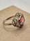 Bague 56.5 Bague ancienne en or, argent, diamants et saphir rose 58 Facettes