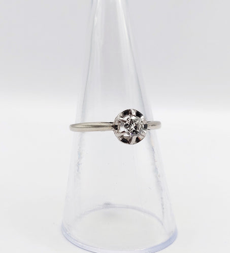 Bague 53 Bague solitaire art deco or blanc 18k diamant 0,22 carat (circa 1930) 58 Facettes A06143