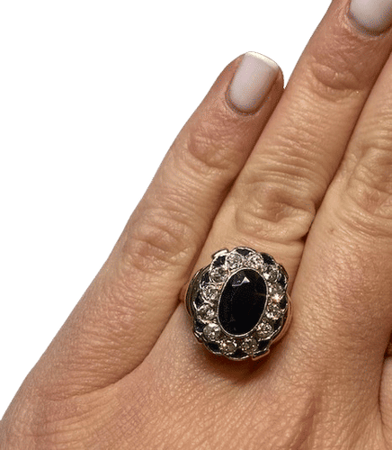 Bague 50 BAGUE OR 18K SAPHIRS ET DIAMANTS (T.50) 58 Facettes