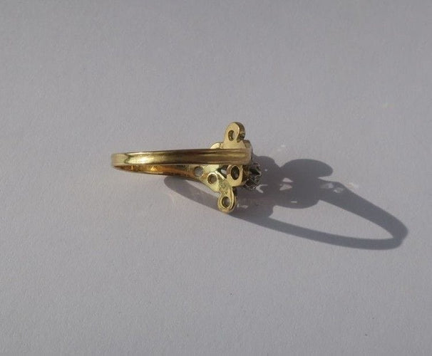 Bague 58 Bague Toi et Moi XIXe Volutes Diamants or jaune et platine 58 Facettes