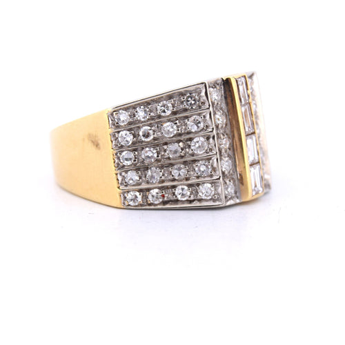Bague 55 Bague en or jaune et blanc avec diamants 58 Facettes