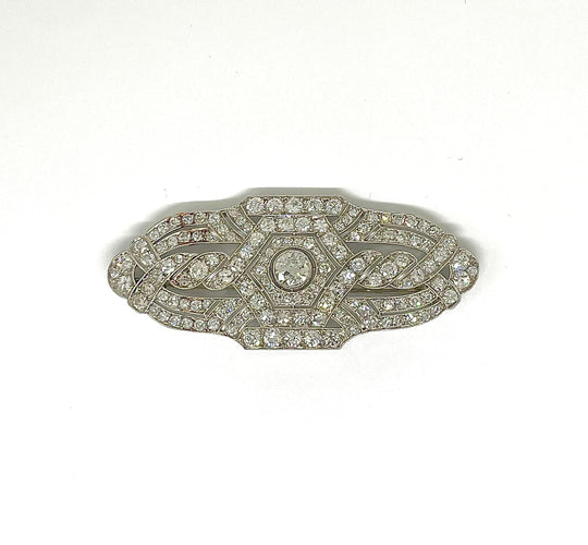 Broche Broche Art Deco platine et diamants 58 Facettes