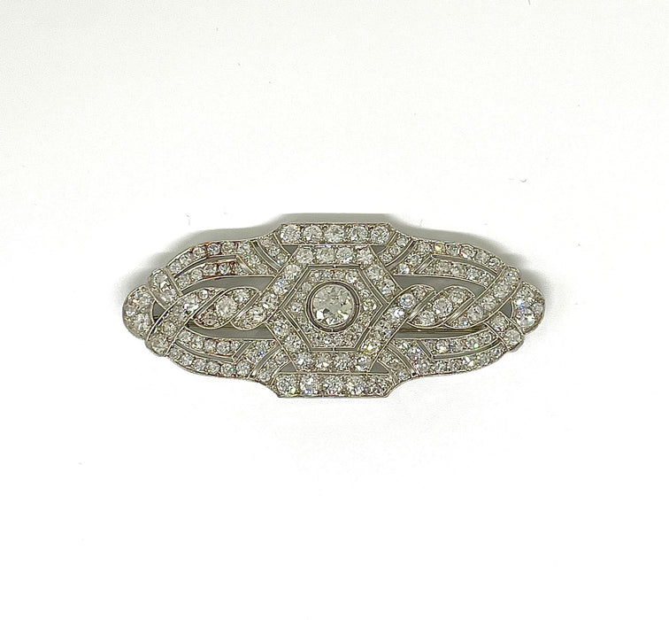 Broche Broche Art Deco platine et diamants 58 Facettes