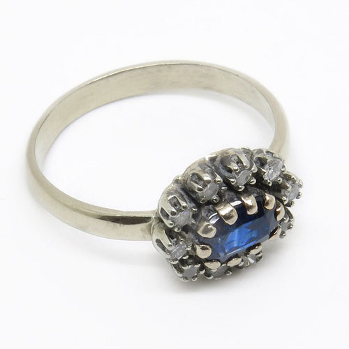 Bague Bague marguerite ornée d'un Saphir 58 Facettes