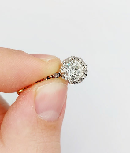 Pendente antico taglio antico in oro 18k e platino e diamanti 