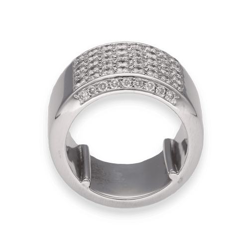 Bague 55 Bague imposante en or gris 18K - 2,00 Cts de diamants brillants G-VS - 37 g - Taille 55 58 Facettes FB09753