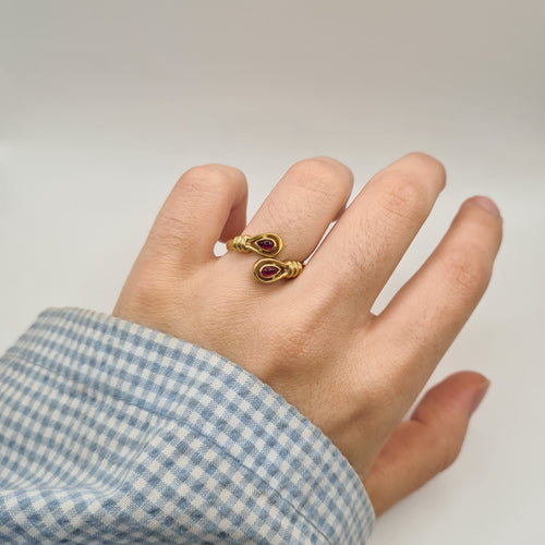 Bague 55 Bague "toi & moi" or jaune pierres fines 58 Facettes