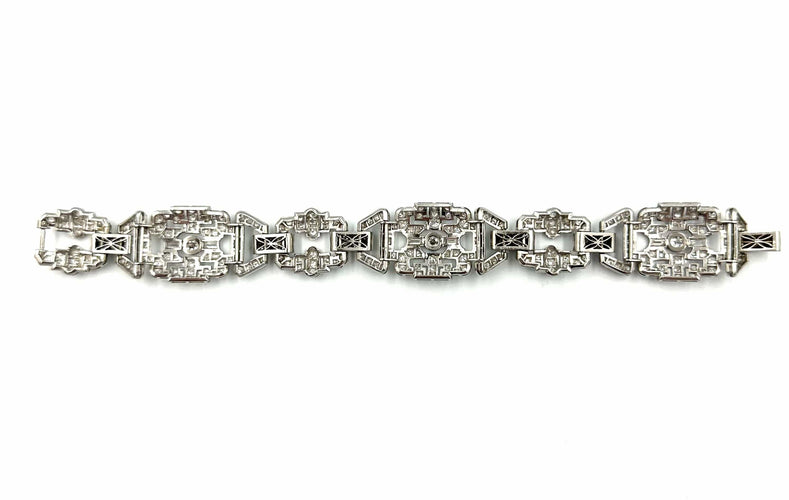 Bracelet Bracelet Art-Déco platine et diamants (8.5ct) 58 Facettes