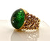 Bague 57 Bague en or jaune ornée tourmaline verte cabochon 58 Facettes AB314