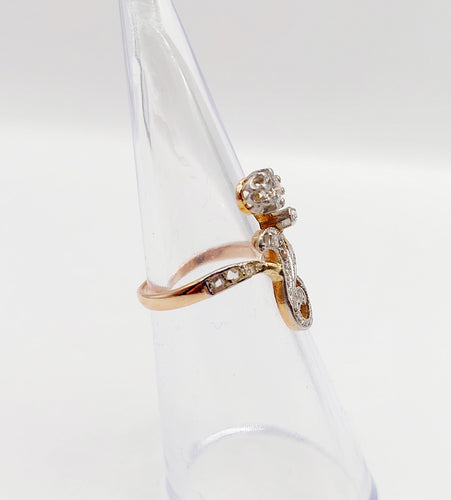 Bague 47 Bague duchesse antique en or rose 18k et platine, diamants taille rose 58 Facettes A06404