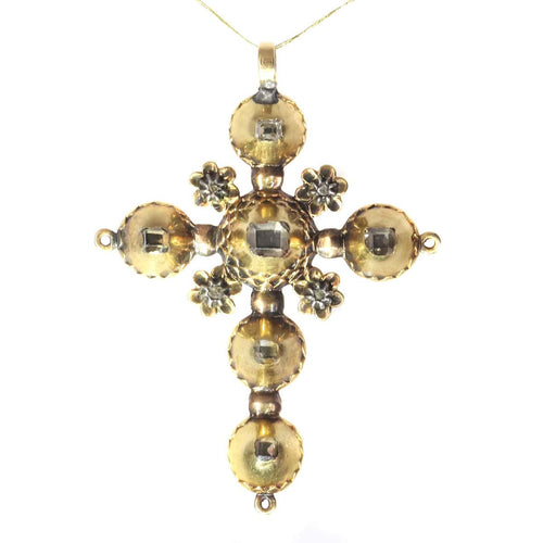 Pendentif Opulence des années 1720 : dévoilement d'une croix de diamant géorgienne 58 Facettes 20237-0121